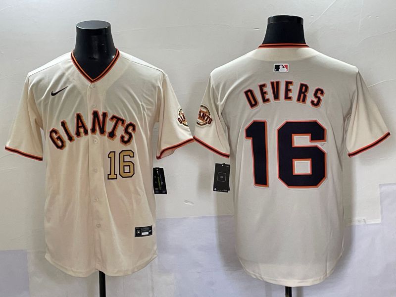 Men 2025 San Francisco Giants 16 Devers Cream Game Nike MLB Jersey style 49